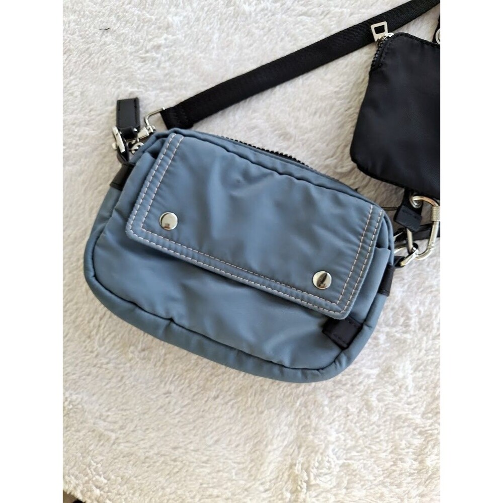 Zara Women's Blue Black Modular Crossbody Bag Detachable Pouch Nylon
